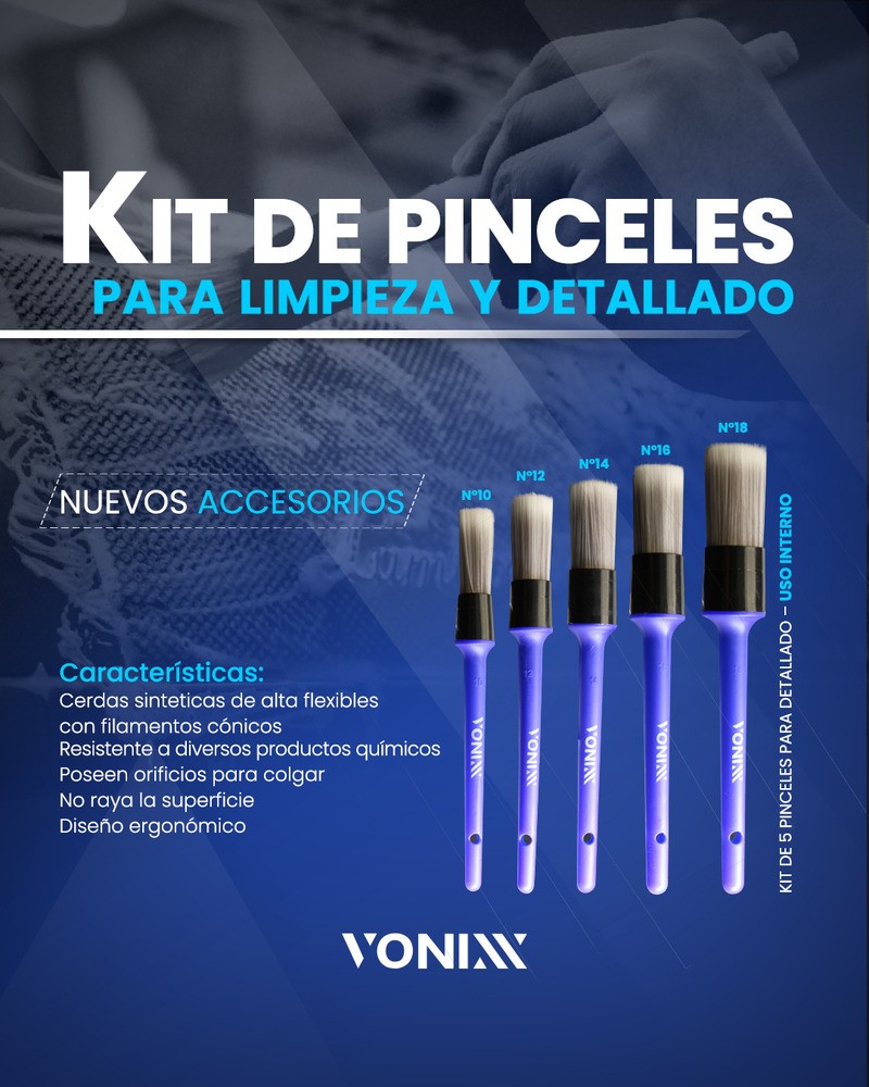 Kit 5 Pinceles Detailing Interior